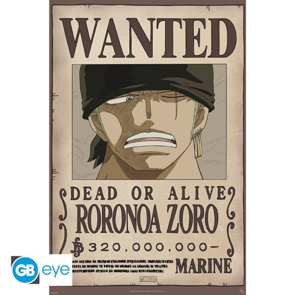 Poster Zoro One Piece Wanted 91.5x61cm