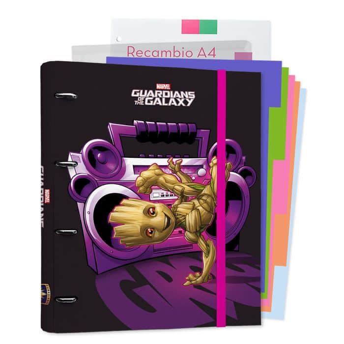 Carpeta Groot 4 anillas + Hojas A4 1 Carpeta Groot 4 anillas