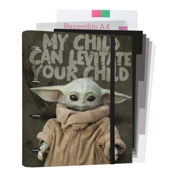 Carpeta Mandalorian Grogu 4 anillas + Hojas A4