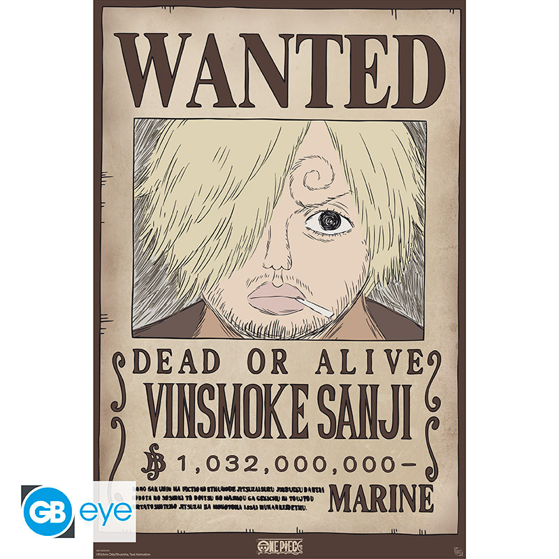 Poster Sanji One Piece Wanted 91.5x61cm