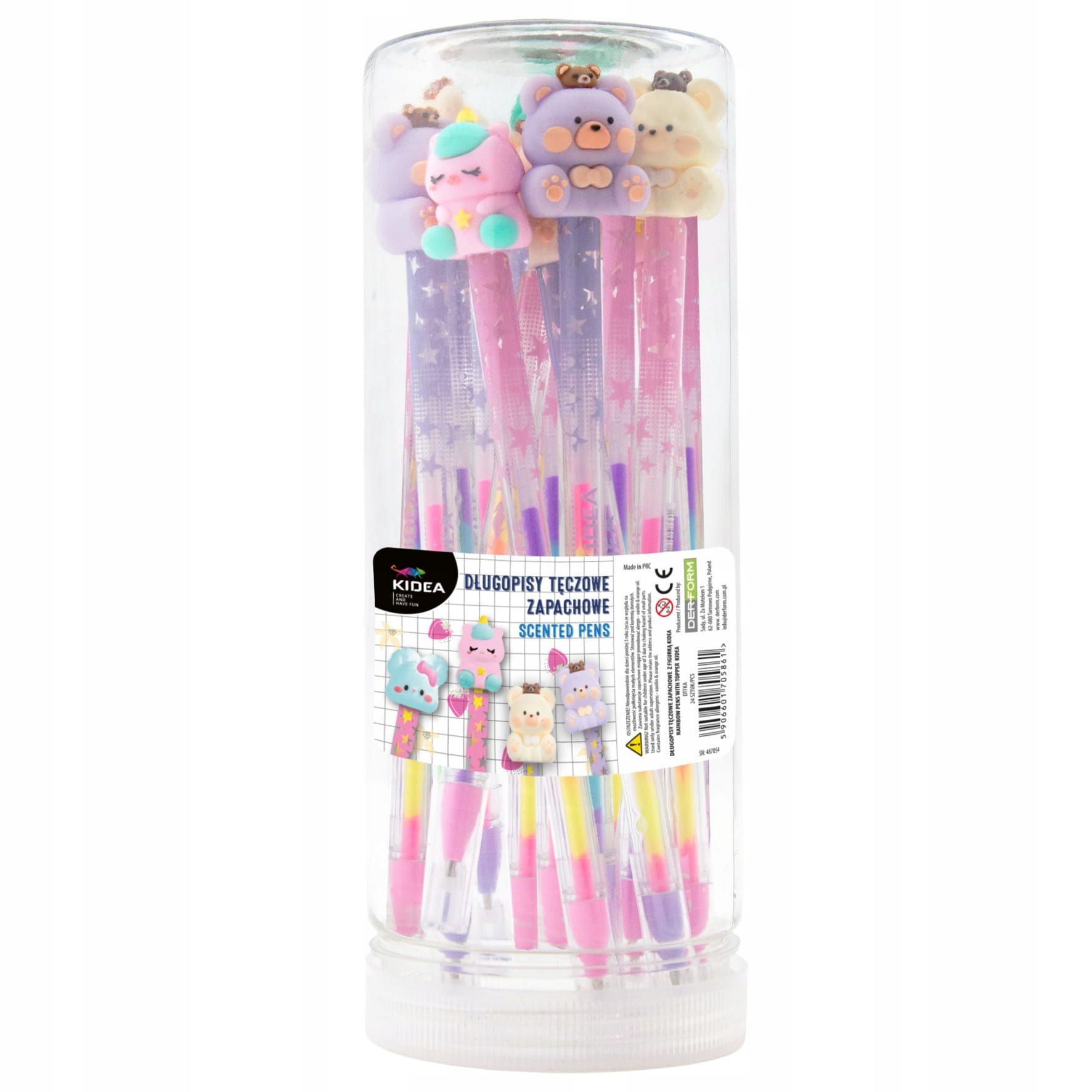Bolígrafo perfumado arcoiris con topper kawaii