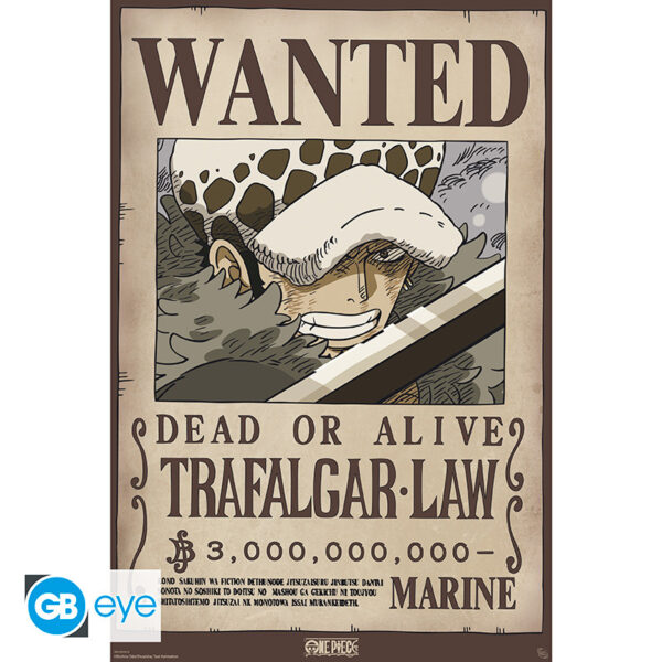 Poster Trafalgar Law One Piece Wanted 91.5x61cm
